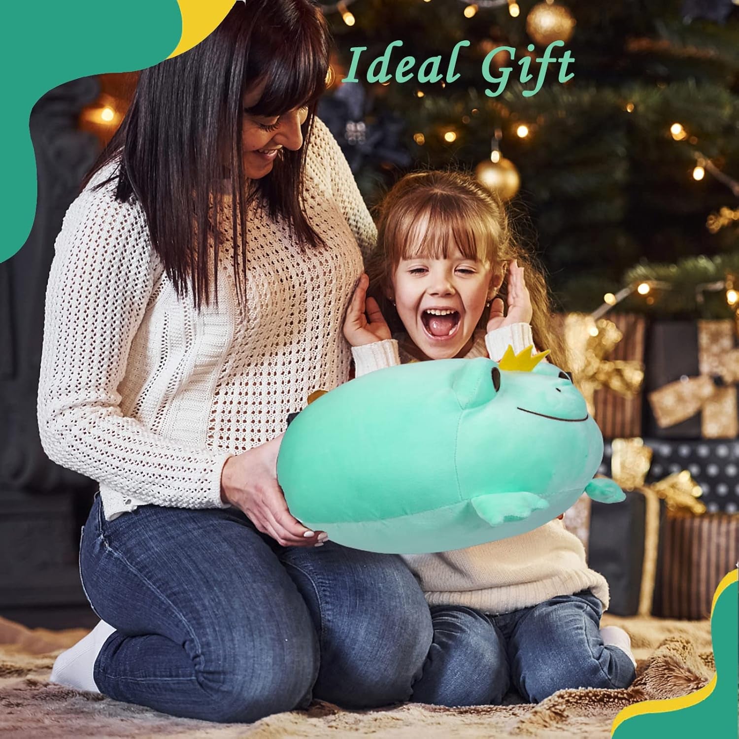 Soft Plushies Gifts for Kids Girls Boys, Cute Frog Plush Hugging Pillow, Realistic Wildlife Stuffed Animals Deocrtion