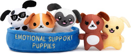 Emotional Support Puppies by Relatable, Cuddly Stuffed Animals, Plushies, and Cute Stuff, Great Gift Ideas for Loved Ones of All Ages, Includes 5 Plushies with Carrying Basket