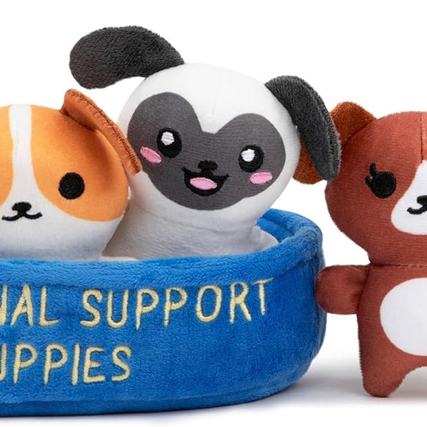 Emotional Support Puppies by Relatable, Cuddly Stuffed Animals, Plushies, and Cute Stuff, Great Gift Ideas for Loved Ones of All Ages, Includes 5 Plushies with Carrying Basket