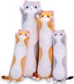 Cute Cat Plush Long Body Pillow Cuddle Cartoon Stuffed Animals Cat Plushie Soft Doll Pillows Gifts for Kids Girls (Orange, 19