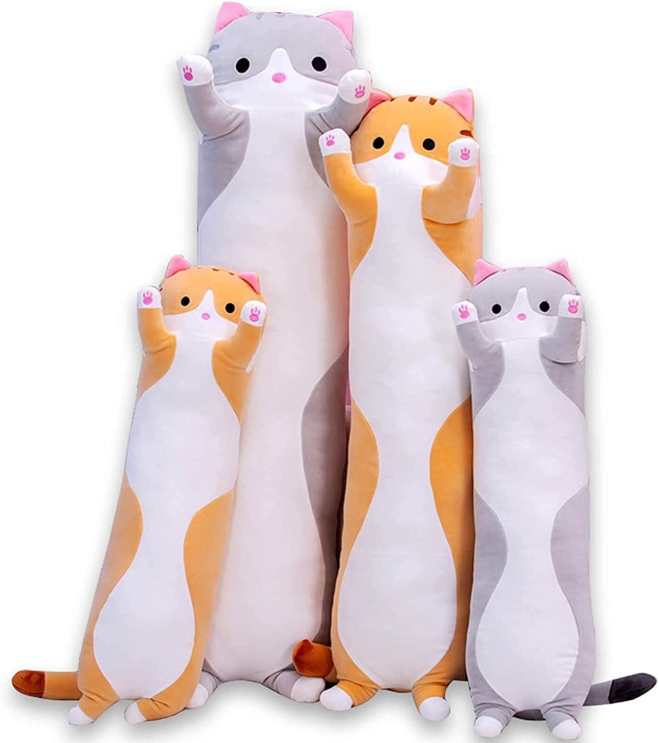 Cute Cat Plush Long Body Pillow Cuddle Cartoon Stuffed Animals Cat Plushie