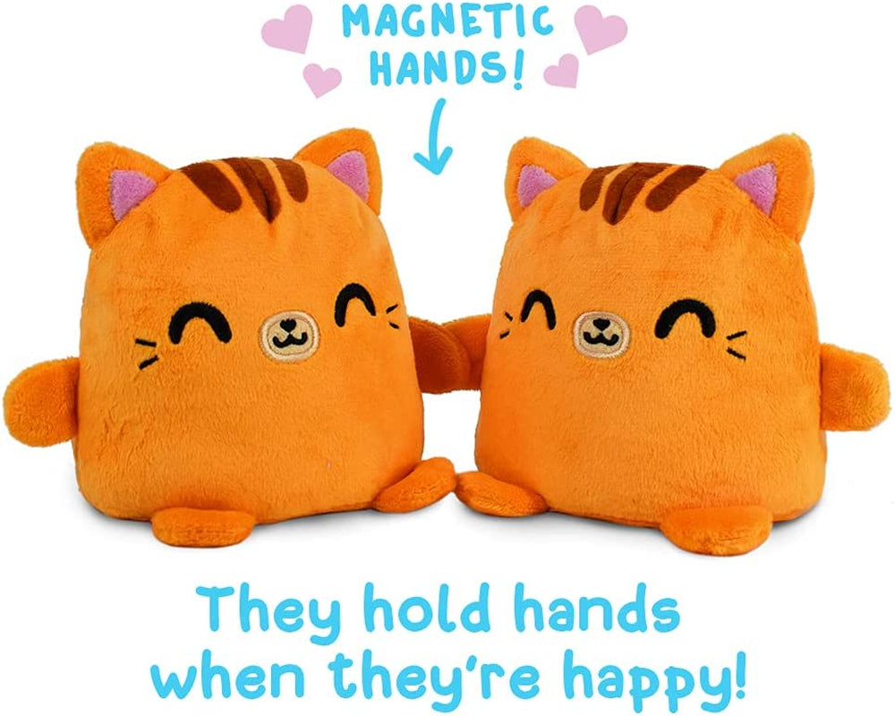 | Plushmates | Cat | Orange Tabby | Happy + Angry | the Reversible Plush That Hold Hands! 4.5 Inch