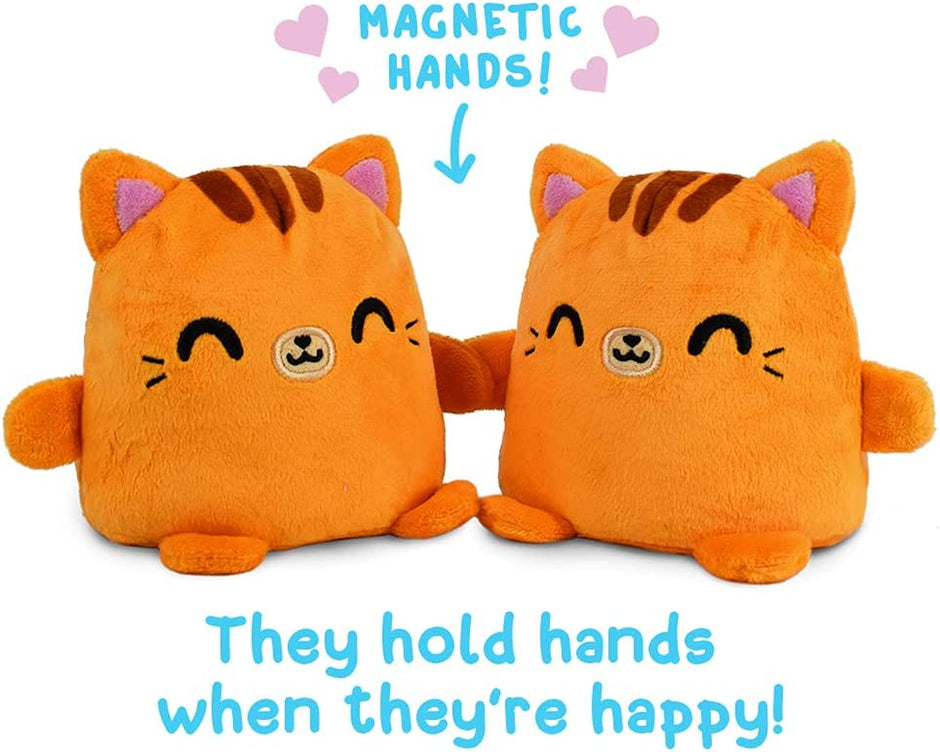 | Plushmates | Cat | Orange Tabby | Happy + Angry | the Reversible Plush That Hold Hands! 4.5 Inch