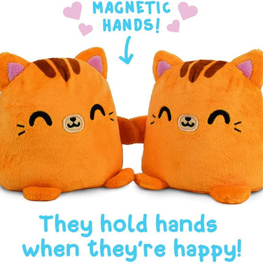 | Plushmates | Cat | Orange Tabby | Happy + Angry | the Reversible Plush That Hold Hands! 4.5 Inch
