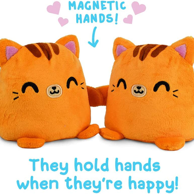 | Plushmates | Cat | Orange Tabby | Happy + Angry | the Reversible Plush That Hold Hands! 4.5 Inch