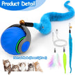 Interactive Cat Toy Ball - Speedy Cat Toys for Indoor Cats with Feather Tails for Chasing, Moving Stimulation Smart Cat Toy for Enrichment, Motion Activated Automatic Rolling Toys to Keep Them Busy