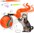 Interactive Cat Toy Ball - Speedy Cat Toys for Indoor Cats with Feather Tails for Chasing, Moving Stimulation Smart Cat Toy for Enrichment, Motion Activated Automatic Rolling Toys to Keep Them Busy
