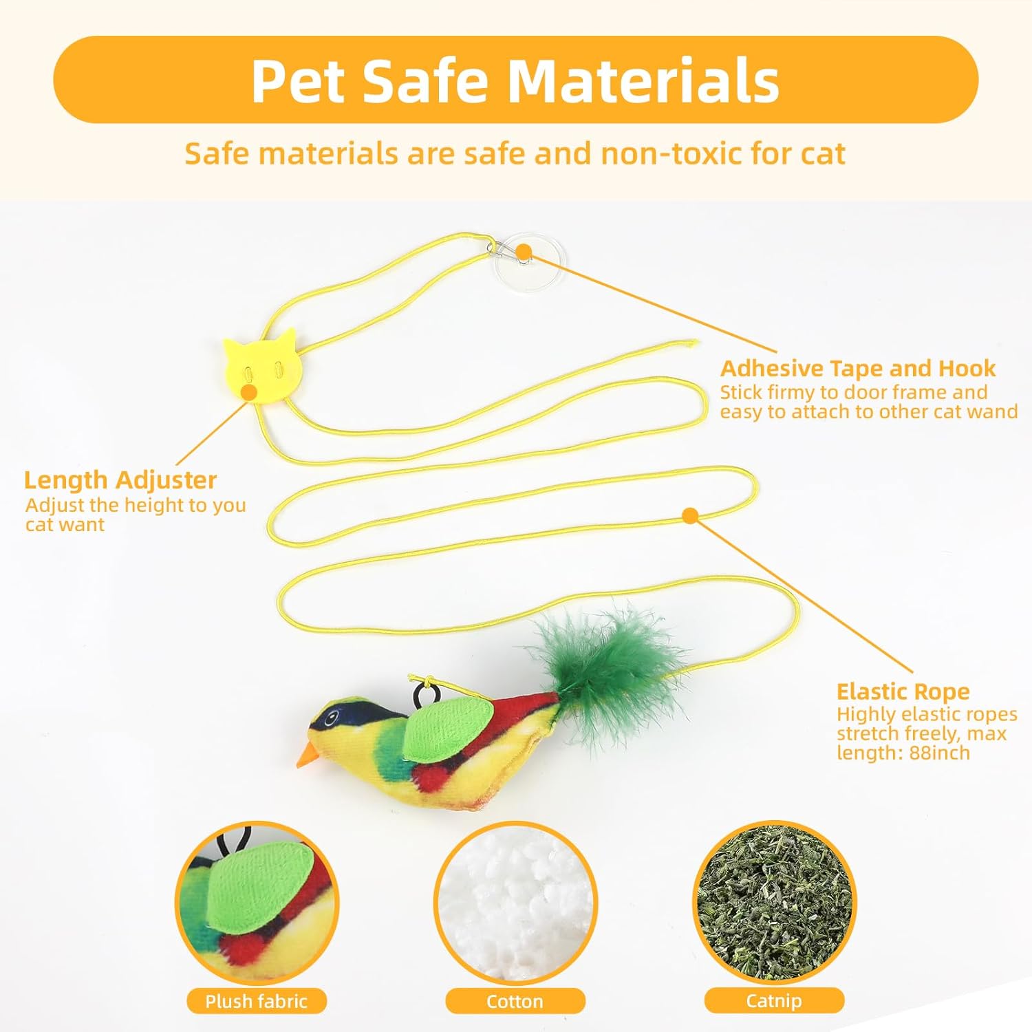 Interactive Cat Toys Bird - Realistic Cat Interactive Toys for Indoor Cats with Catnip and Feather, 3 Pack Hanging Chirping Bird Cat Toy, Bored Kitten Kicker Chase Exercise Door Frame Toy