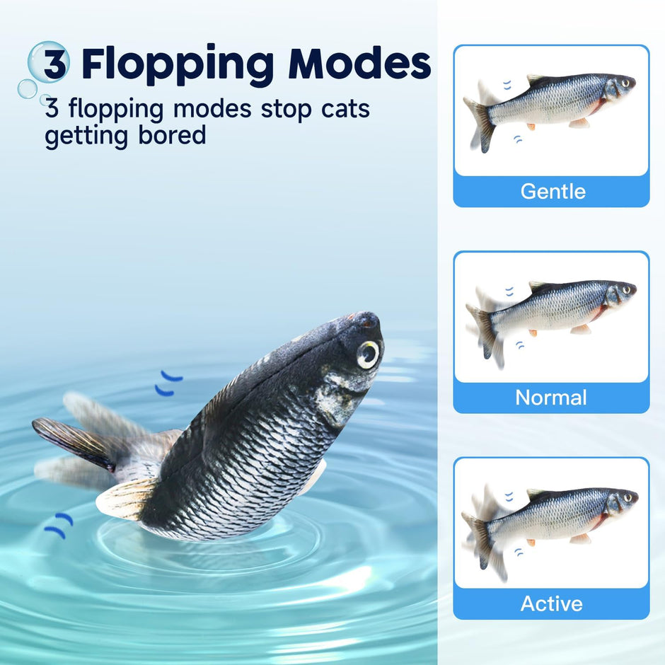 Cat Toys Flopping Fish with Catnip, Moving Kitten Kicker, Floppy Wiggle Carp for Small Dogs, Interactive Motion Kitty Exercise, 10.5 Inches