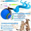 Interactive Cat Toy Ball - Speedy Cat Toys for Indoor Cats with Feather Tails for Chasing, Moving Stimulation Smart Cat Toy for Enrichment, Motion Activated Automatic Rolling Toys to Keep Them Busy