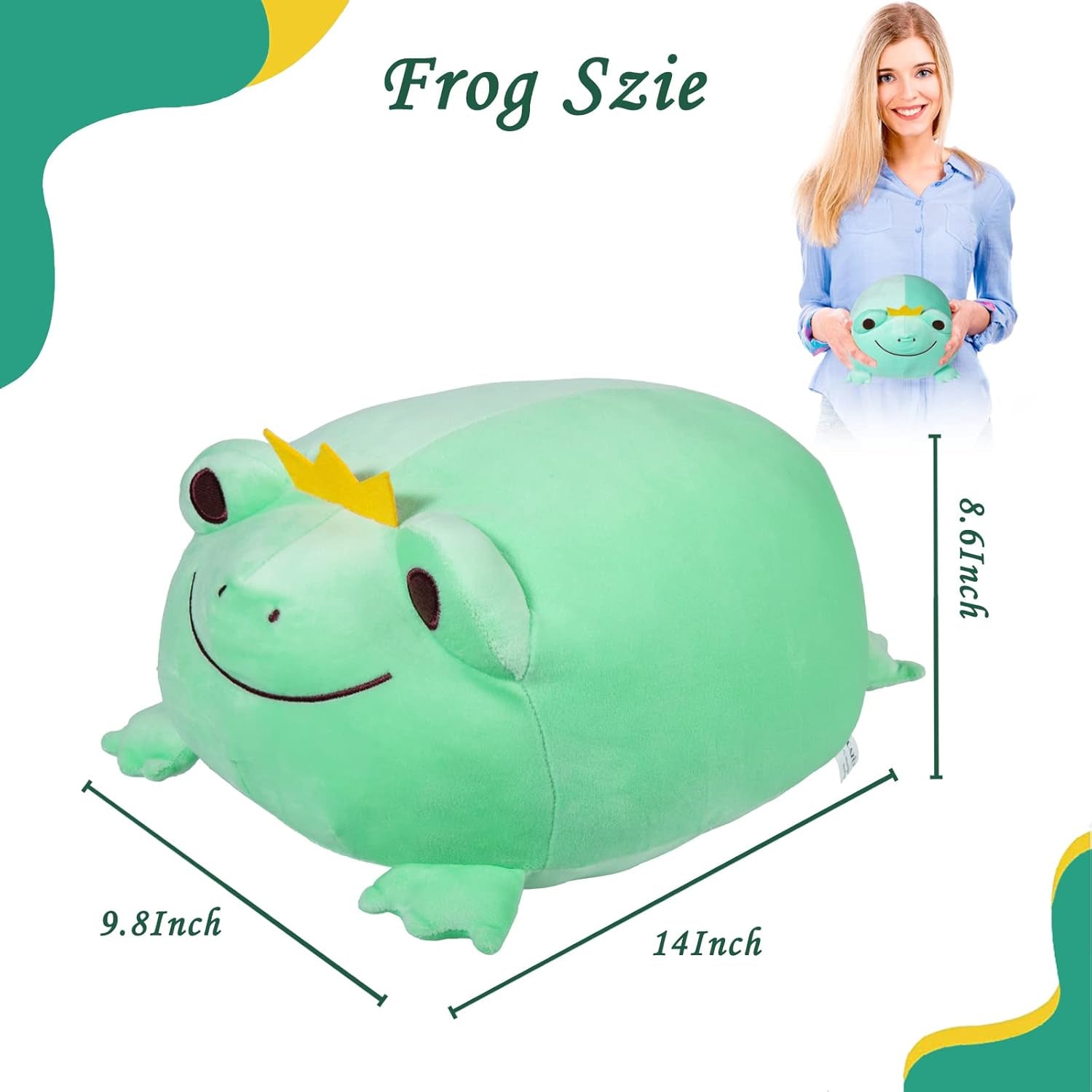Soft Plushies Gifts for Kids Girls Boys, Cute Frog Plush Hugging Pillow, Realistic Wildlife Stuffed Animals Deocrtion