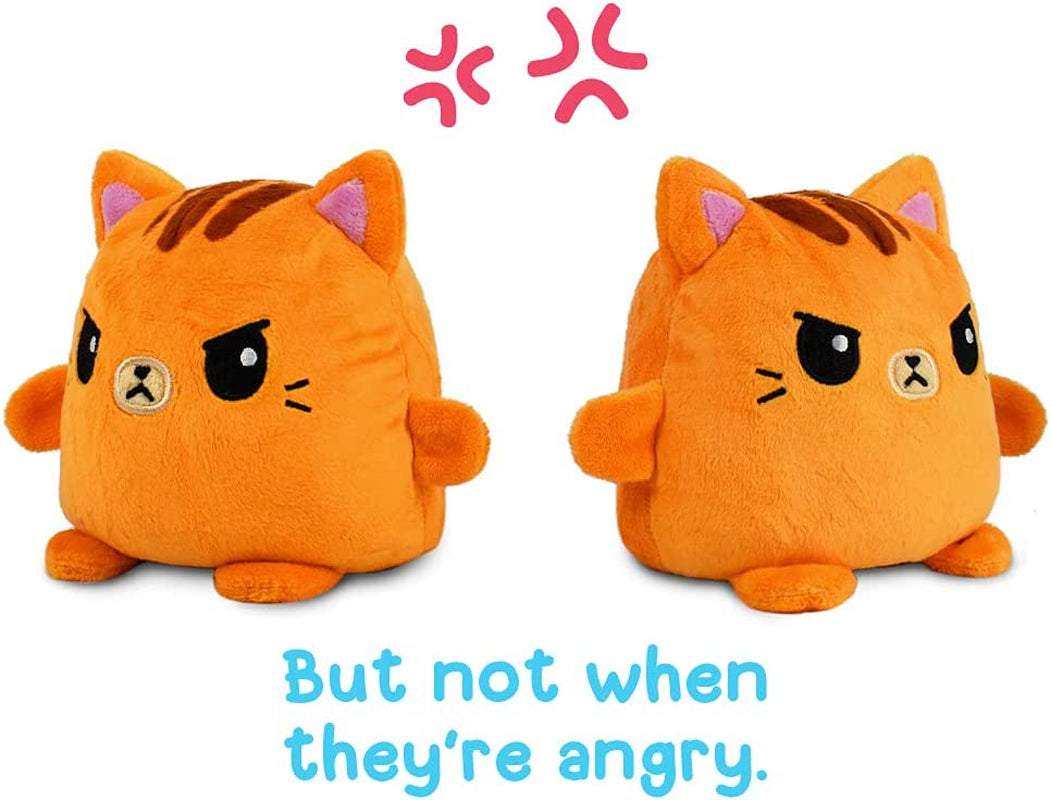 | Plushmates | Cat | Orange Tabby | Happy + Angry | the Reversible Plush That Hold Hands! 4.5 Inch