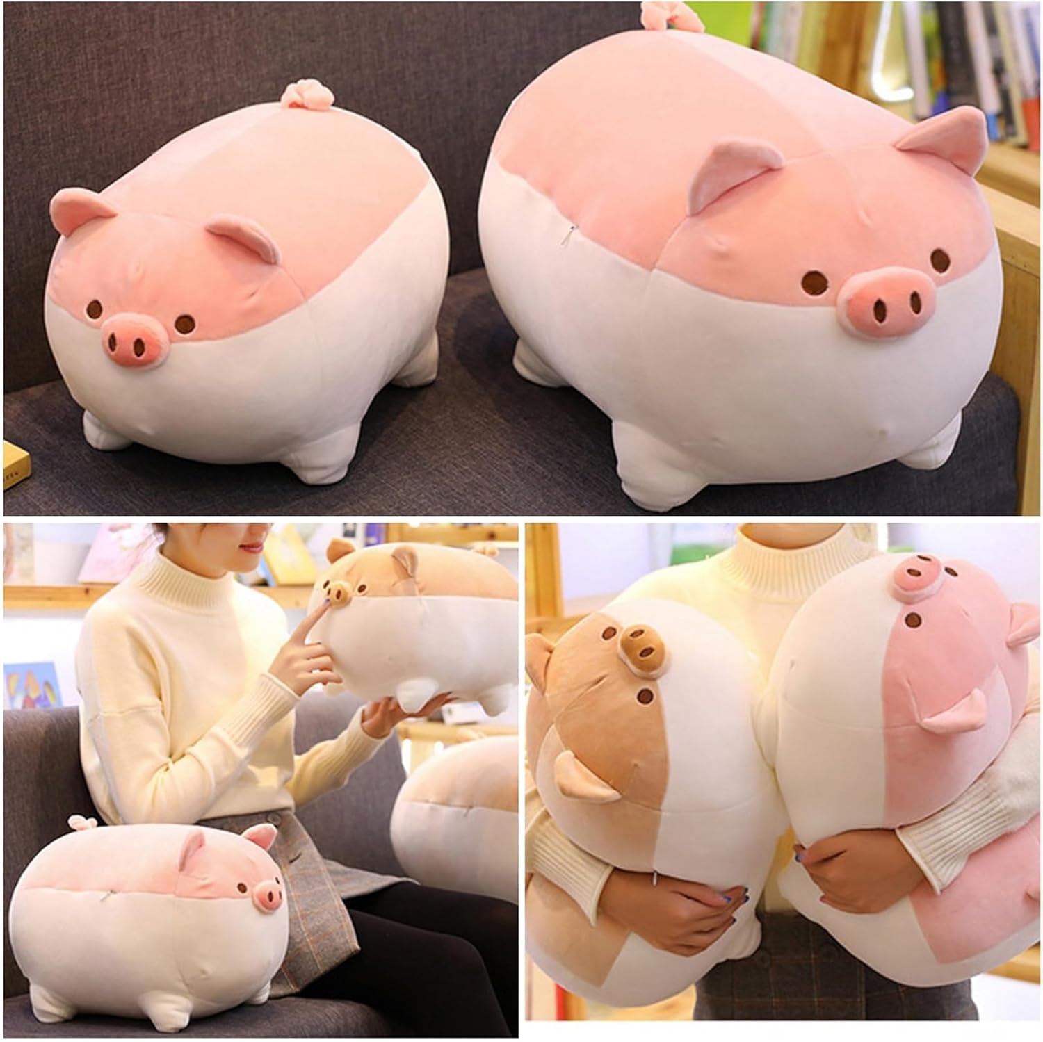 Soft Fat Pig Plush Hugging Pillow,Cute Piggy Stuffed Animal Doll Toy Gifts for Bedding, Kids Birthday, Valentine, Christmas (Pink, 19.7